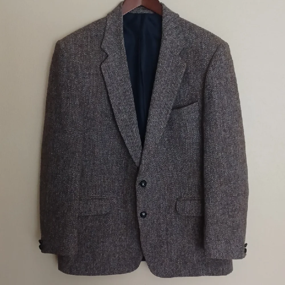 VINTAGE James Dalgliesh Harris Tweed Wool Blazer Sport Coat 44S Brown Classic